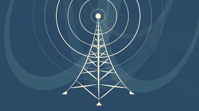 communication tower with signal wave radio tower
