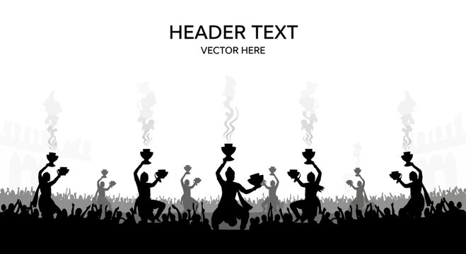 Silhouettes of traditional dancers performing a ritual with incense burners.