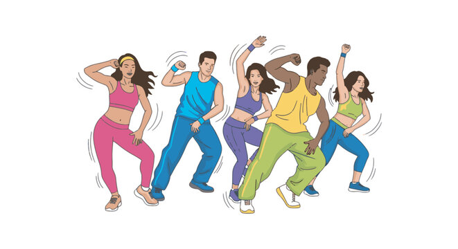Energetic Dancers Performing Zumba Workout Routine