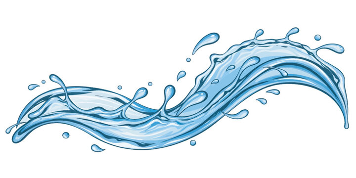 Water wave splash blue liquid motion.