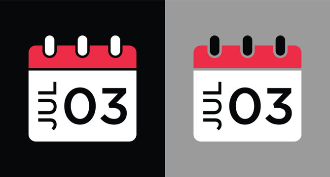 calendar - July 3 icon illustration isolated vector sign symbol