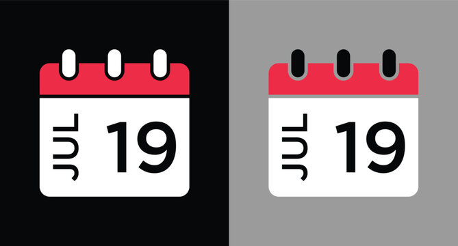 calendar - July 19 icon illustration isolated vector sign symbol