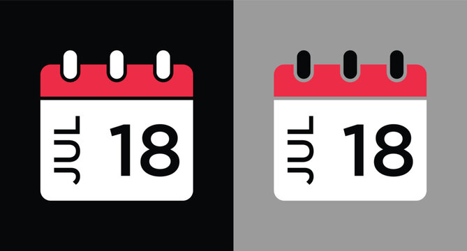 calendar - July 18 icon illustration isolated vector sign symbol