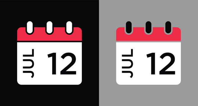 calendar - July 12 icon illustration isolated vector sign symbol