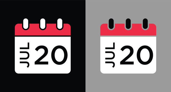 calendar - July 20 icon illustration isolated vector sign symbol