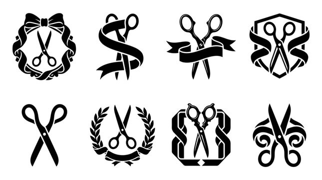 Sewing and tailoring scissor icon set.