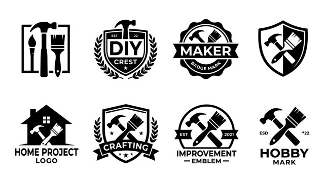 DIY maker and craftsman tool emblem collection.