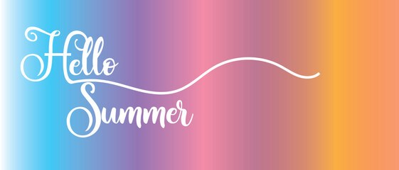 Hello Summer typography banner icon, hello summer poster icon, vector illustration of a hand writing lettering hello summer icon. © Rama