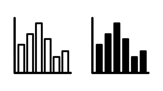 Two bar chart icons, one outlined and one filled, representing data visualization and analysis.