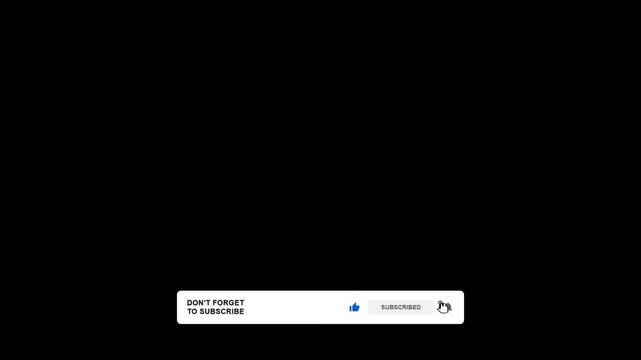 Animated lower third banner with red subscribe button text and notification bell