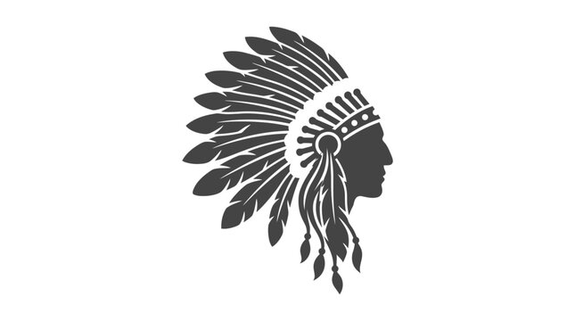 Black and white silhouette of a Native American profile.