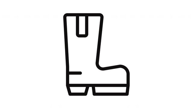 Safety Boot Line Art Icon Looping Animation for Industrial Workwear Concept