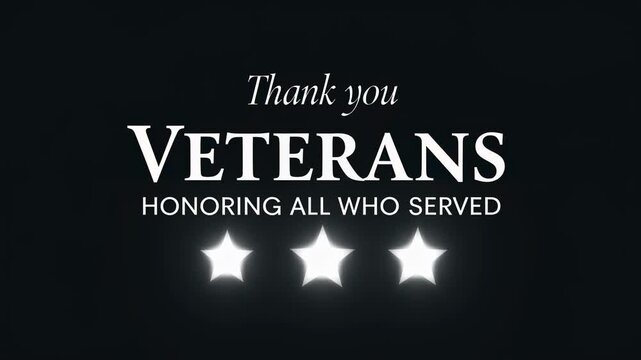 Thank you veterans tribute with glowing stars