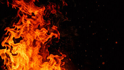 Fototapeta premium High resolution image of flames and flying embers