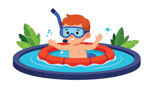 Boy Wearing Snorkeling Gear Swimming.