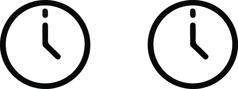 Simple minimalist clock icons for design and time management