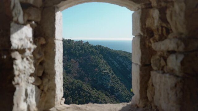 Portugal Historic Stone Arch Framing Sea View - Sintra Cascais Castle Fortress Scenic Landscape
