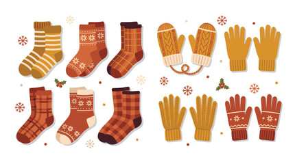 Collection of winter socks and gloves. © Suryaaji