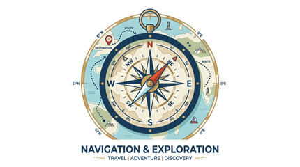 Vintage Navigation Compass Instrument Tool. © Suryaaji