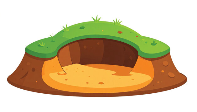 Cartoon illustration of mole hole.