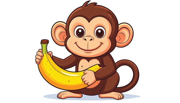 Cartoon monkey holding a banana.