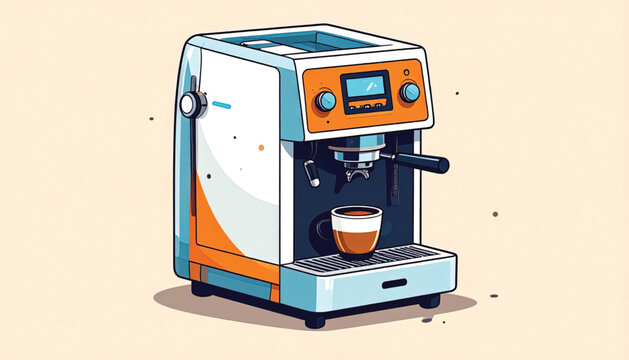 Coffee Machine With Cup Under Spout.