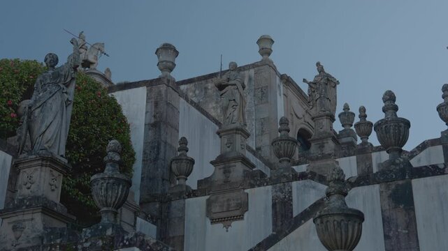 Bom Jesus do Monte Baroque Stone Statues Terrace Staircase Detail - Braga Portugal Heritage