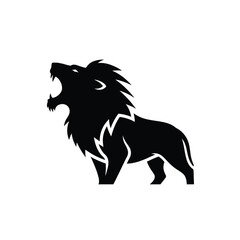 Obraz premium Roaring Lion Silhouette Vector Graphic.