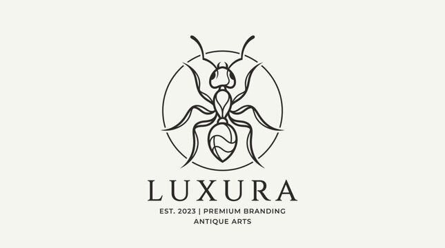 Luxura brand logo with ant.