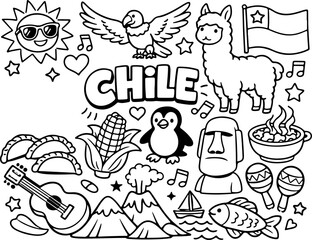 Fototapeta premium chile cartoon outline hand drawn Line Art illustration doodle art coloring page for kids