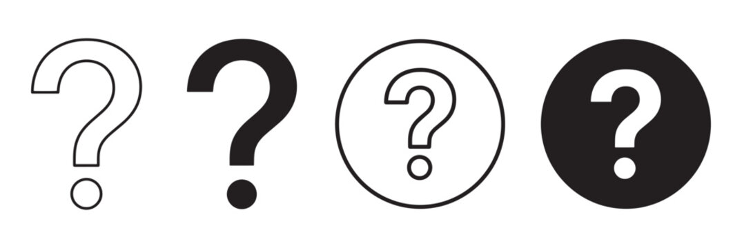Four question mark symbols in different styles and colors Vector, illustration