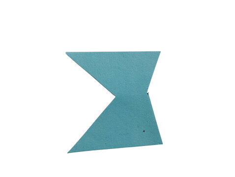 A single blue triangle shape icon with a textured paper surface effect for modern graphic design isolated on transparent background