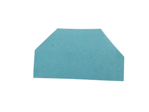 A single piece of light blue textured sponge material shaped like a flat mountain or a trapezoid isolated on transparent background