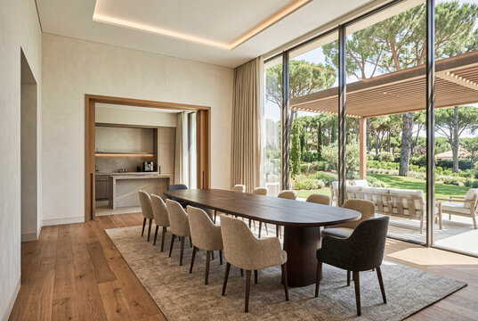 Elegant private dining room with refined hotel interior design