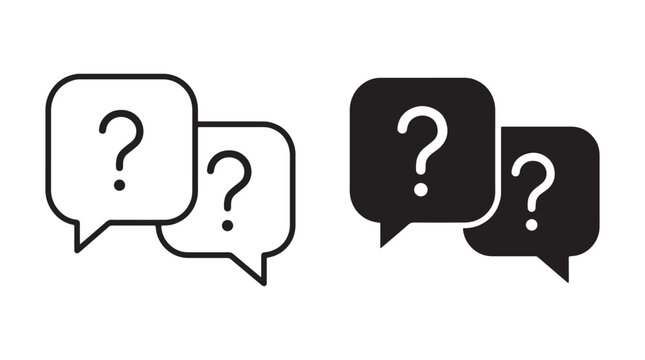 Black and white question mark speech bubbles Vector, illustration