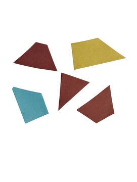 Abstract colorful geometric shapes scattered in a random pattern for modern graphic design elements isolated on transparent background