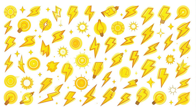 Collection of yellow lightning bolt icons.