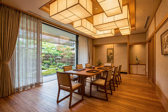 Elegant private dining room with refined hotel interior design