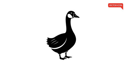 Black silhouette of a goose on a white background © sri
