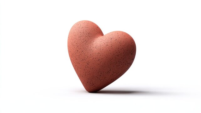 Terracotta heart shape, subtly textured, on white background
