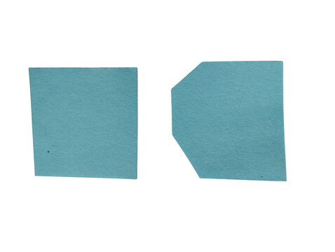 Two simple blue geometric shapes including a square and a polygon for design and creative projects isolated on transparent background