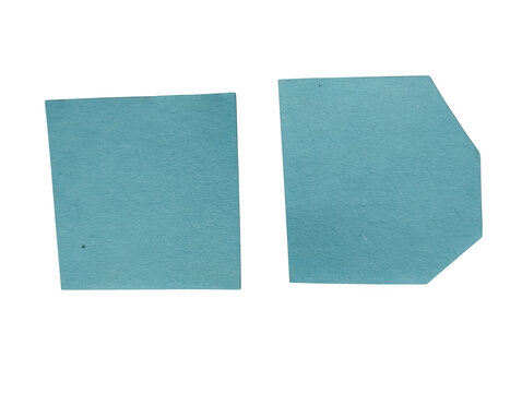 Two simple blue geometric shapes with a rough paper texture for creative graphic design projects isolated on transparent background