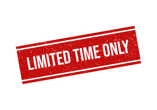 Red limited time only  grunge stamp isolated on transparent background