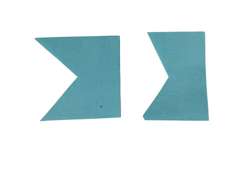 Two simple blue geometric triangle shapes isolated as a set of flat vector design elements for graphics isolated on transparent background