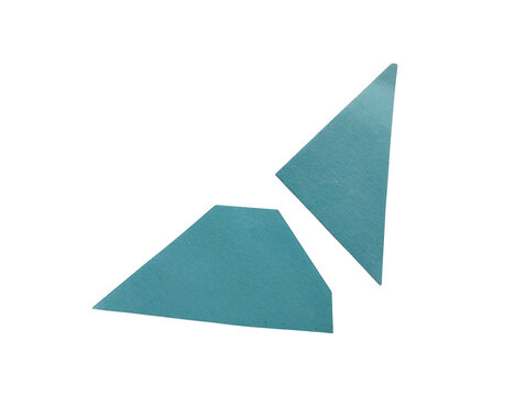 Two simple blue geometric triangle shapes positioned as a modern abstract graphic design icon element isolated on transparent background