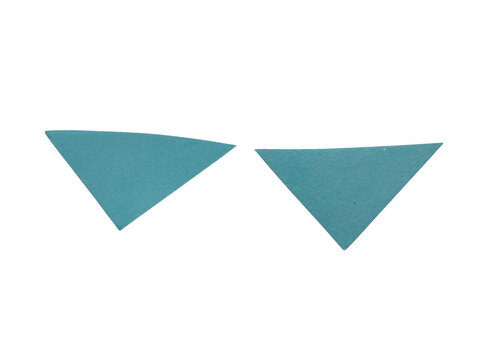 Two simple blue triangle shapes with a textured surface isolated for creative design projects isolated on transparent background