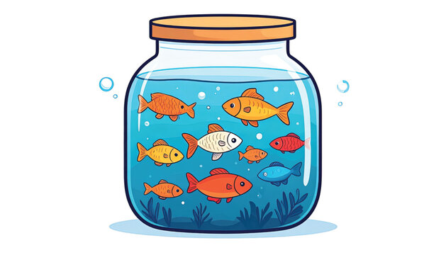 Colorful Fish in a Jar.