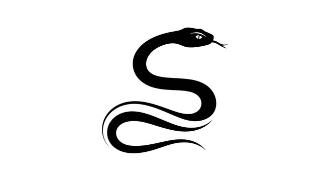 Black snake silhouette icon on white background.