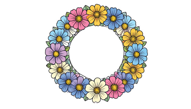 Colorful flowers in a circle design.