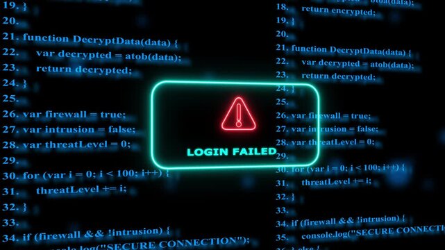 Login failed error alert on digital code background, cybersecurity breach concept, access denied programming code